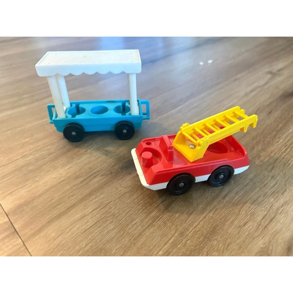 Vintage Fisher Price Little People 916 Zoo Tram Car and Red Fire Truck